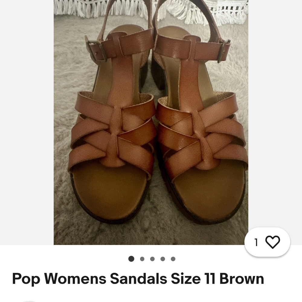 Pop Brown Sandals Strappy Slip-On Summer